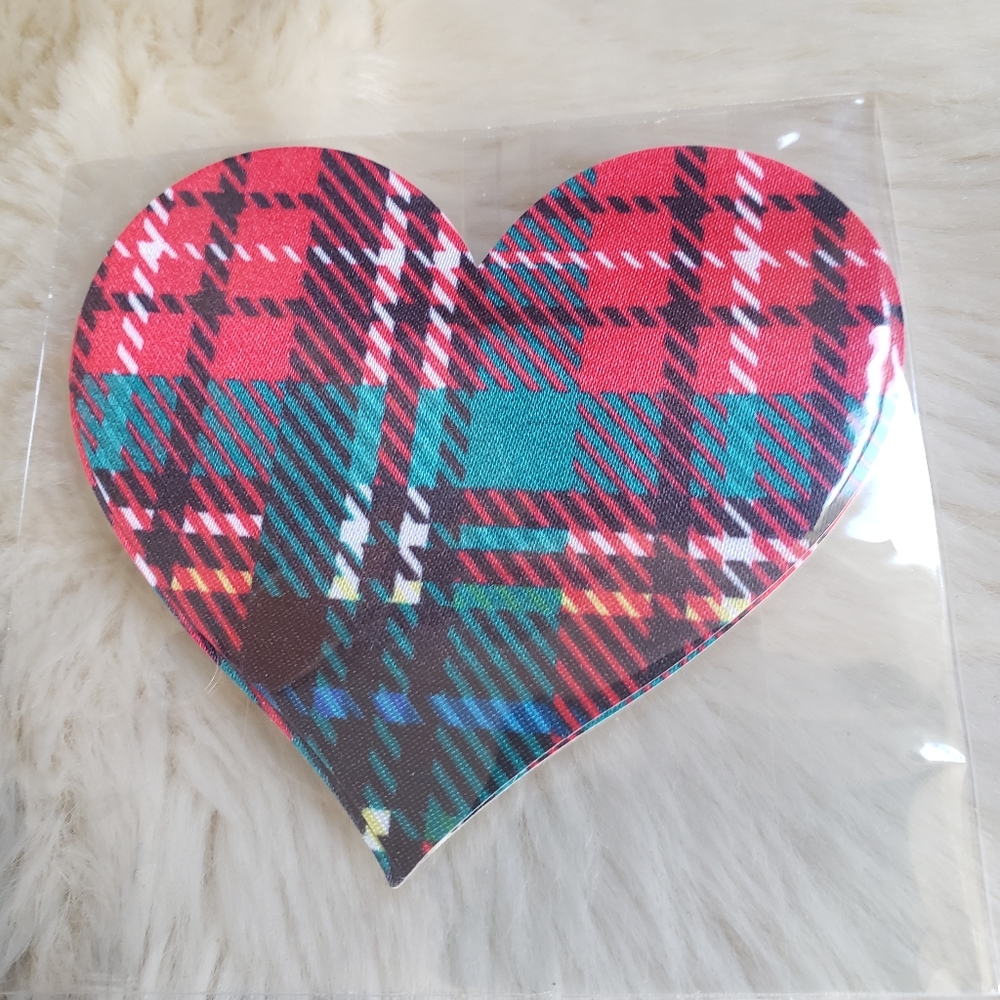 FREE w/ purchase: Red plaid heart pasties